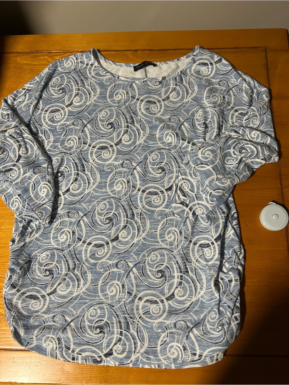 (3/$10) Women’s Blue Swirl Print 3/4 Sleeve Top